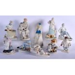 A GROUP OF RUSSIAN USSR SOVIET PORCELAIN FIGUES in various forms and sizes. Largest 29 cm high. (10)