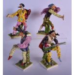 A SET OF FOUR 19TH CENTURY FRENCH SAMSONS OF PARIS PORCELAIN FIGURES Chelsea/Derby style. Largest 20