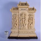 A MAGNIFICANT AND RARE EARLY 20TH CENTURY CHINESE CARVED IVORY BUDDHISTIC SHRINE C1900 overlaid with