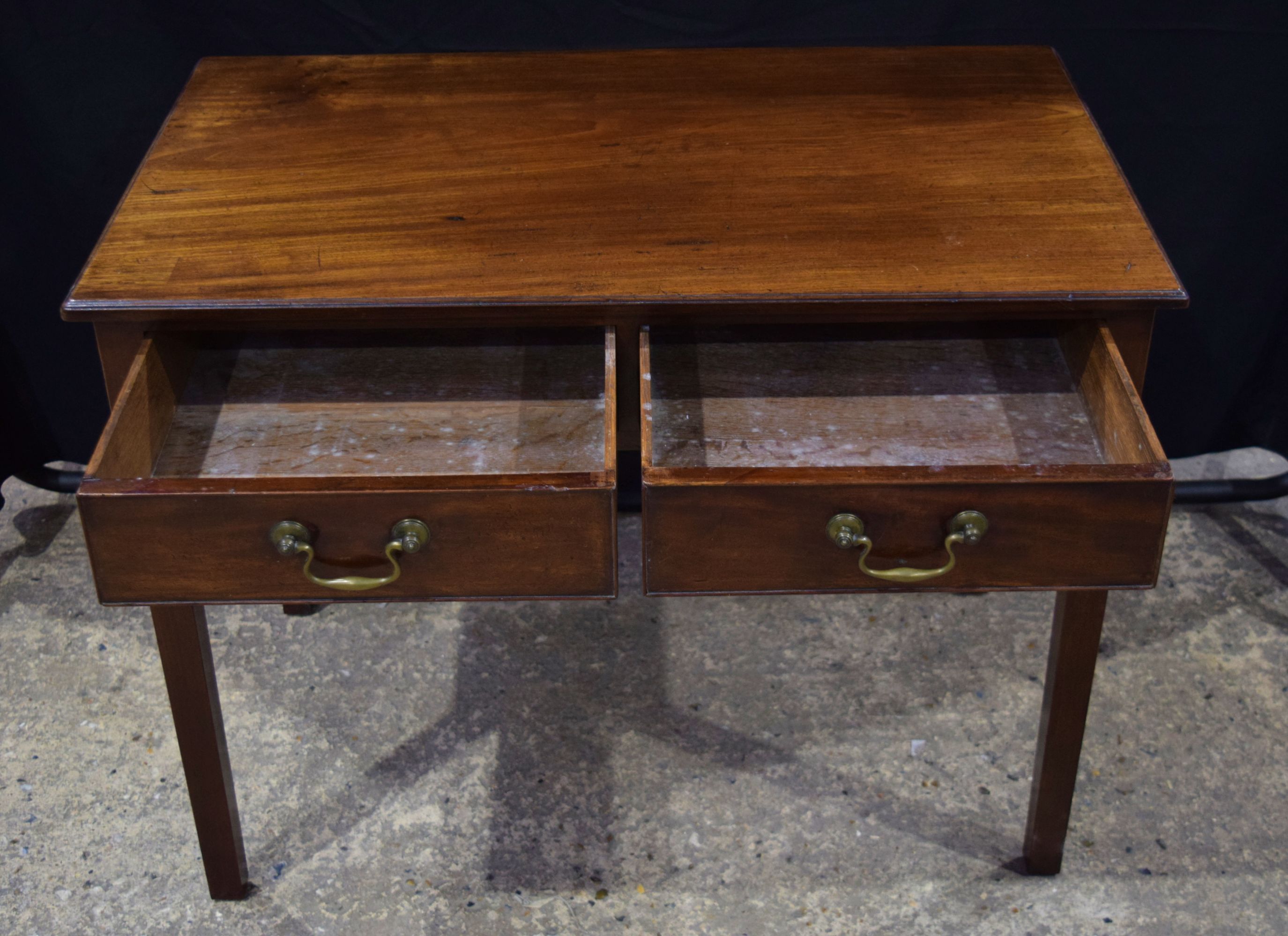 A 19th century oak two drawer side table 70 x 92 x 52 cm. - Image 2 of 6