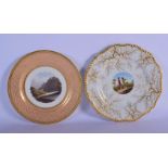 TWO EARLY 19TH CENTURY FLIGHT BARR AND BARR PLATES one painted with a Scottish view, the other with
