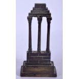 A 19TH CENTURY EUROPEAN GRAND TOUR BRONZE SCULPTURE formed as a ruin. 13 cm high.