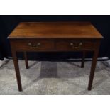 A 19th century oak two drawer side table 70 x 92 x 52 cm.