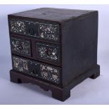 A VINTAGE KOREAN MOTHER OF PEARL INLAID CHEST. 28 cm x 22 cm.