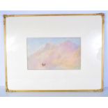 A large framed watercolour of Hattstattersee, Austria signed HMC and dated 1870 depicting a man in a