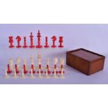 A RARE AND IMPORTANT MID 19TH CENTURY JAQUES 'CALVERT' IVORY CHESS SET within a mahogany sliding boo