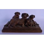 A FINE 19TH CENTURY BAVARIAN BLACK FOREST CARVED WOOD FIGURE OF DOGS in the manner of Walter Mader.