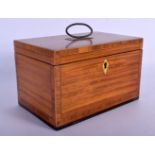 A GEORGE III SATINWOOD TEA CADDY. 19 cm x 12 cm.