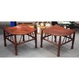 A PAIR OF LIBERTY & CO THEBES STOOLS. 33 cm x 44 cm.