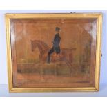 A 19th century framed oil on canvas of a male horse riding 38 x 47 cm .