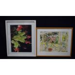 A framed Gouache by Olive Van Klaveren together with another picture by Van Klaveren 44 x 52cm. (2)