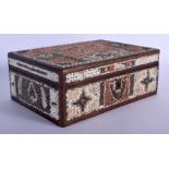 A MID 19TH CENTURY CARIBBEAN CARVED SHELL WORK BOX decorated in relief with buildings and motifs. 24