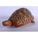 A LATE 19TH CENTURY MIDDLE EASTERN CARVED TORTOISE BOX AND COVER with fitted interior. 22 cm x 8 cm.