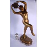 European School (C1910) Gilt bronze, Study of a nude female. 65 cm x 22 cm.