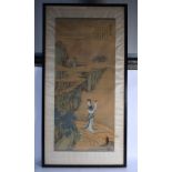 Chinese School (19th Century) Watercolour, Figure in a landscape. 115 cm x 55 cm.