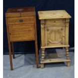 An antique wooden wash basin stand together with a pine side table 87 x 41 x 41cm