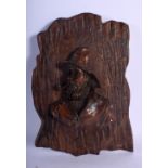 A VINTAGE BAVARIAN BLACK FOREST FISHERMAN PLAQUE. 24 cm x 18 cm.