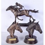 A collection of small Spelter and bronzed metal horse racing trophies 22 x 30 cm (3)