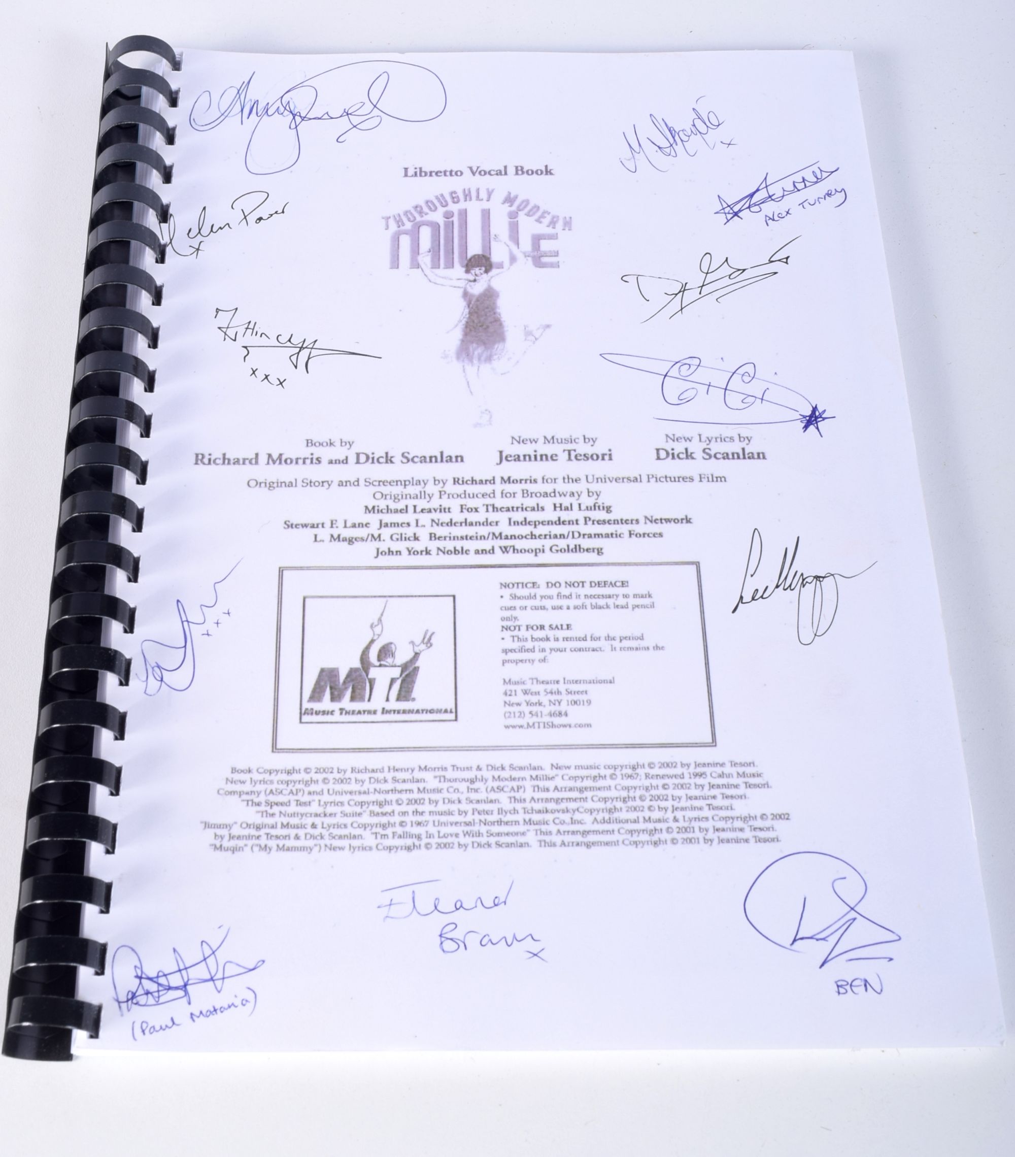 An autographed script of "The Tempest" by Shakespeare together with an autographed vocal book for "T - Image 4 of 5