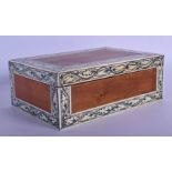 A 19TH CENTURY ANGLO INDIAN VIZAGAPATAM IVORY BOX AND COVER decorated all over with foliage and vine