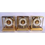 THREE JAEGER LE COULTRE ATMOS CLOCKS. 25 cm x 16 cm. (3)