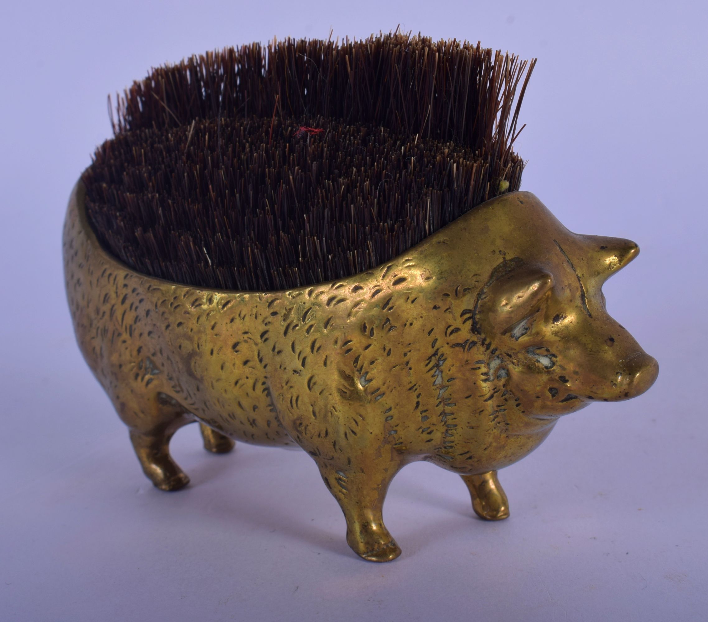 AN EARLY VICTORIAN BRASS PEN PIG WIPE. 10 cm wide. - Image 2 of 3