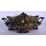 A FINE MID 19TH CENTURY FRENCH TWIN HANDLED BRONZE PLANTER possibly by Barbedienne, overlaid with sc