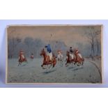 George Wright (1860-1944) Watercolour, Figures playing polo. 36 cm x 22 cm.
