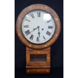 A mid-century American wooden inlaid wall clock. 70 x 42 x 9.5cm