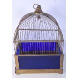 An antique "Genykage" brass and glass side walled bird cage 39 x 28 x 22 cm.