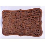 A CHINESE CANTON CARVED CARD CASE. 10cm x 7cm, weight 52g
