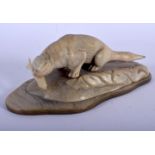 A VERY UNUSUAL EARLY 20TH CENTURY NORTH AMERICAN CARVED HORN FIGURE possibly Inuit, formed with a sa