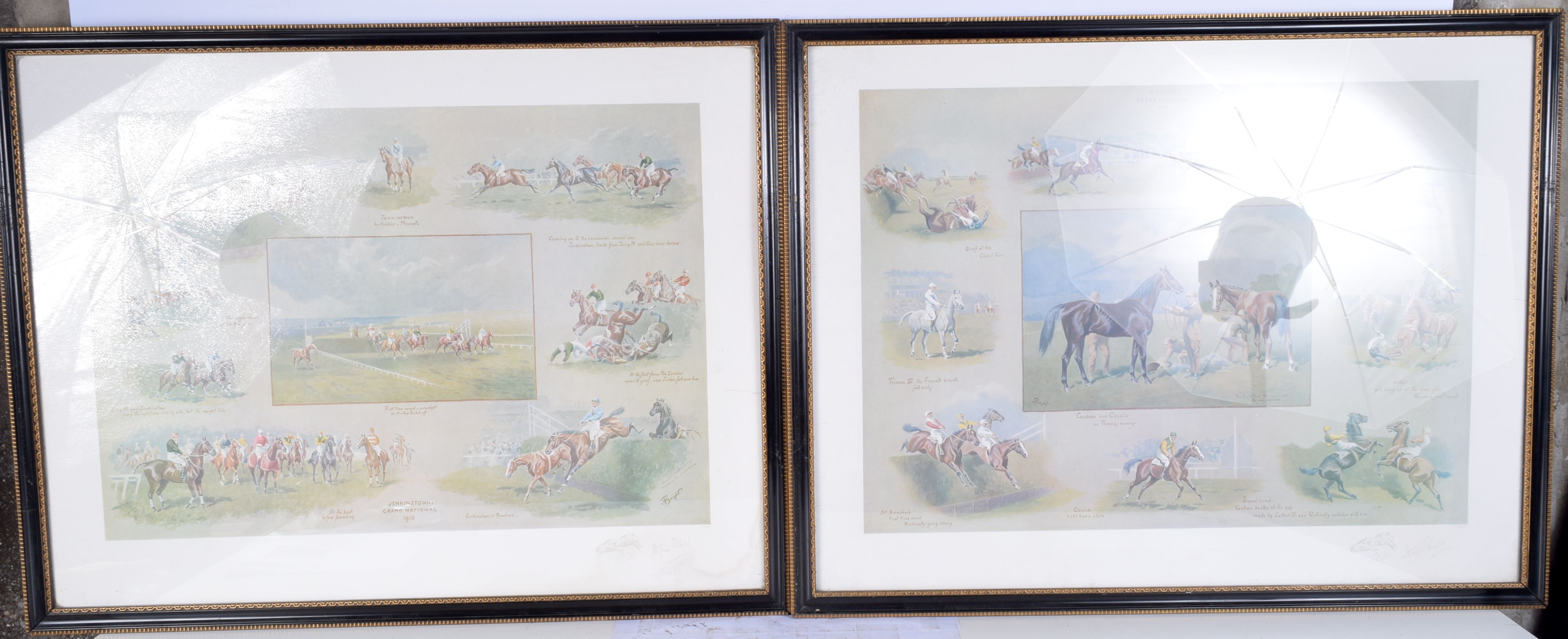 A large pair of Horse racing prints by Alfred Bright 42 x 60 cm (2)