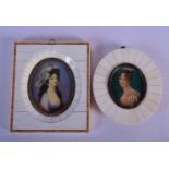 TWO LATE 19TH CENTURY CONTINENTAL PAINTED IVORY PORTRAIT MINIATURES one depicting Queen Louise. Larg
