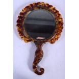 A CHARMING 1930S FAUX TORTOISESHELL LADIES VANITY MIRROR of Middle Eastern inspiration. 27 cm x 15 c