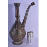 AN EARLY ISLAMIC PERSIAN MIDDLE EASTERN MIXED ALLOY EWER overlaid with simple motifs. 40 cm high.