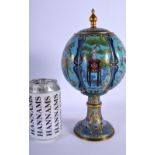 AN EARLY 20TH CENTURY CHINESE CLOISONNE ENAMEL VASE AND COVER decorated with foliage. 25 cm x 19 cm.