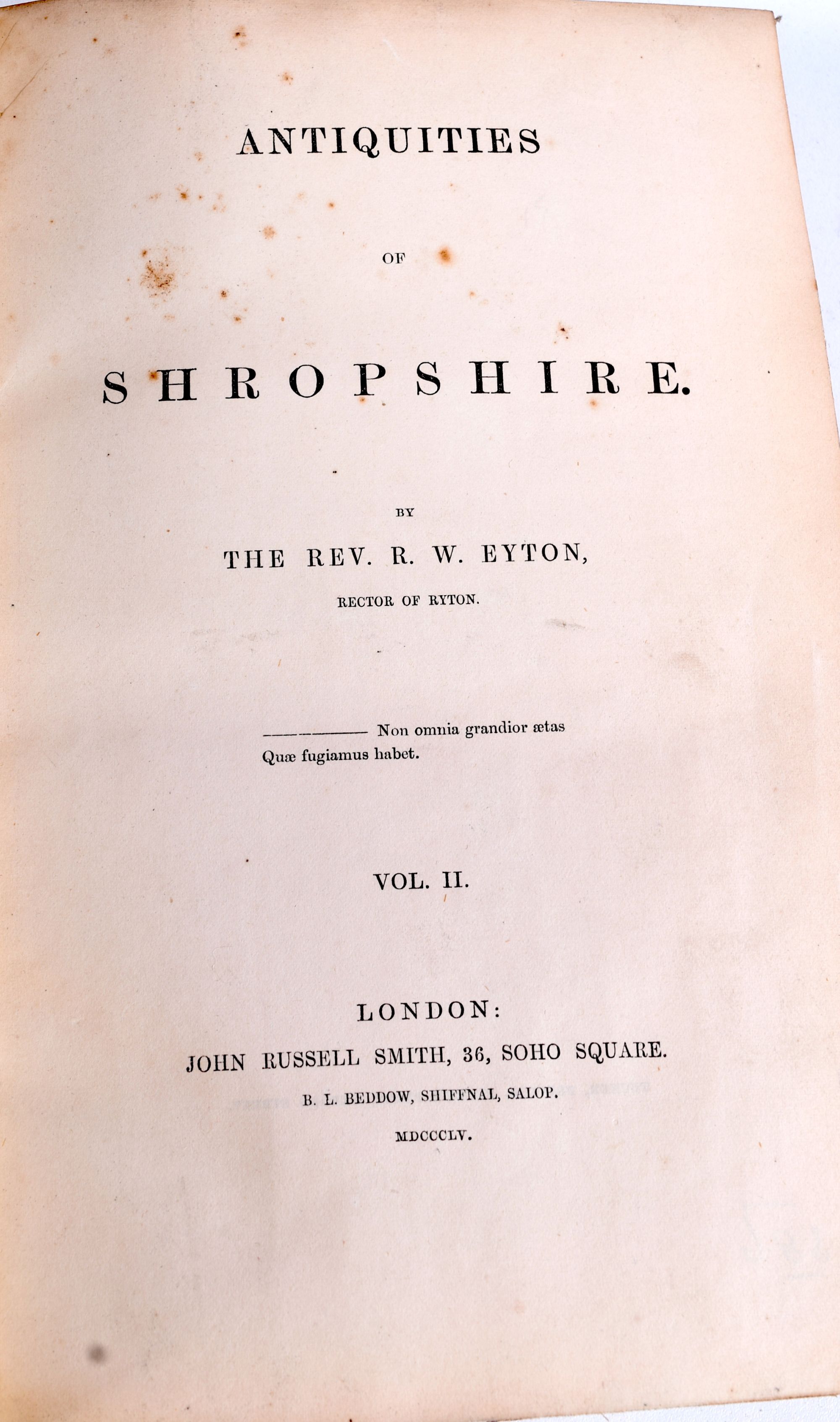 Books, in 12 volumes Antiquities of Shropshire By Rev R W Eaton 1854 . - Image 5 of 6