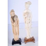 TWO 19TH CENTURY CHINESE CANTON IVORY FIGURES OF IMMORTALS in various forms. Largest 24 cm high. (2)