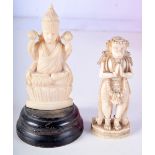 TWO 19TH CENTURY ANGLO INDIAN CARVED IVORY FIGURES each modelled in a buddhistic stance. Largest 11