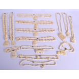 A COLLECTION OF ANTIQUE IVORY AND BONE JEWELLERY. (qty)