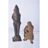 TWO SMALL CHINESE BRONZE FIGURES. Largest 8.7cm high, total weight 185g (2)