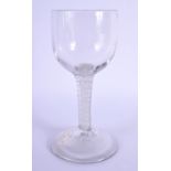 AN ANTIQUE SPIRAL TWIST GLASS CUP. 13 cm high.