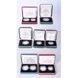 TWO 1992 SILVER PROOF PIEDFORT TEN PENCE COIN SETS, TWO 1990 SILVER PROOF FIVE PENCE TWO-COIN SETs,