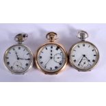 THREE VINTAGE POCKET WATCHES. Two hallmarked Birmingham 1928 &1925, one marked 2 cases 10K, Dial 5.