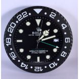 A ROLEX SHOP DISPLAY ADVERTISING WALL CLOCK. 33 cm diameter.