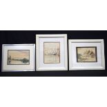 A collection of framed watercolours signed D Higgins largest 16 x 24 cm (3).