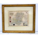 A framed map of Hampshire by Thomas Moule dated 1840.21 x 26 cm.