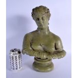A LARGE CONTEMPORARY CLASSICAL BUST OF A FEMALE modelled in robes. 37 cm x 23 cm.