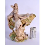 A LARGE AUSTRIAN ROYAL DUX PORCELAIN CENTREPIECE modelled with two nymphs. 37 cm x 22 cm.